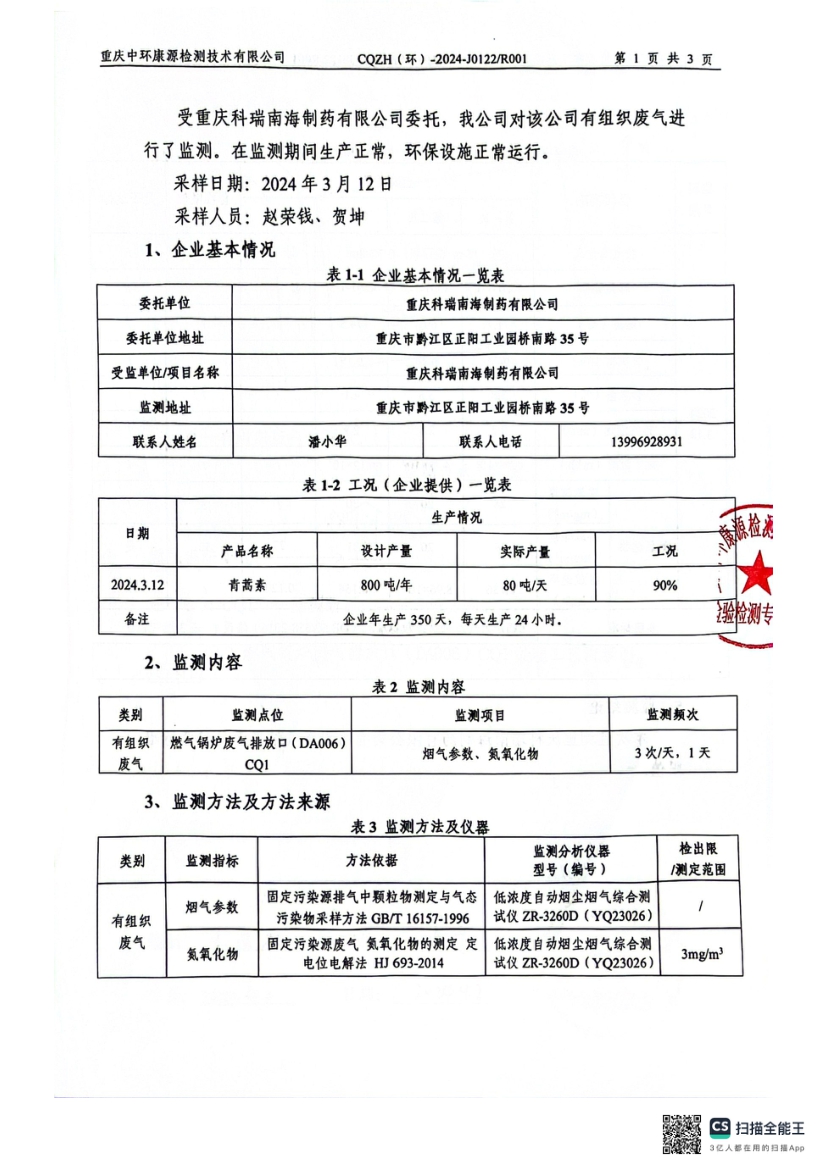 2024年3月锅炉氮氧化物监测报告(图3)