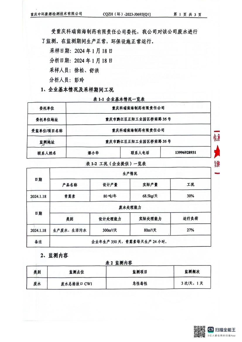 2024年一季度急性毒性监测报告(图3)