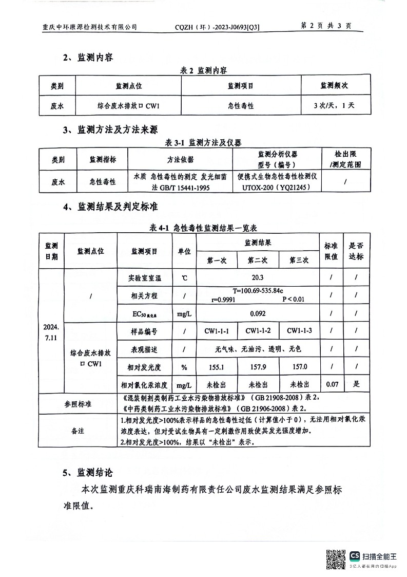 2024年三季度废水急性毒性检测报告(图4)