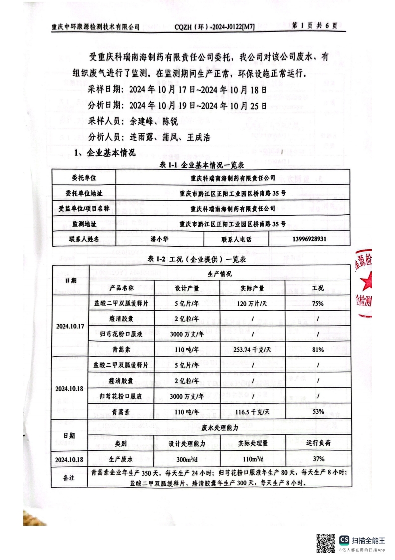 2024年11月锅炉、综合制剂、废水排口监测报告(图3)