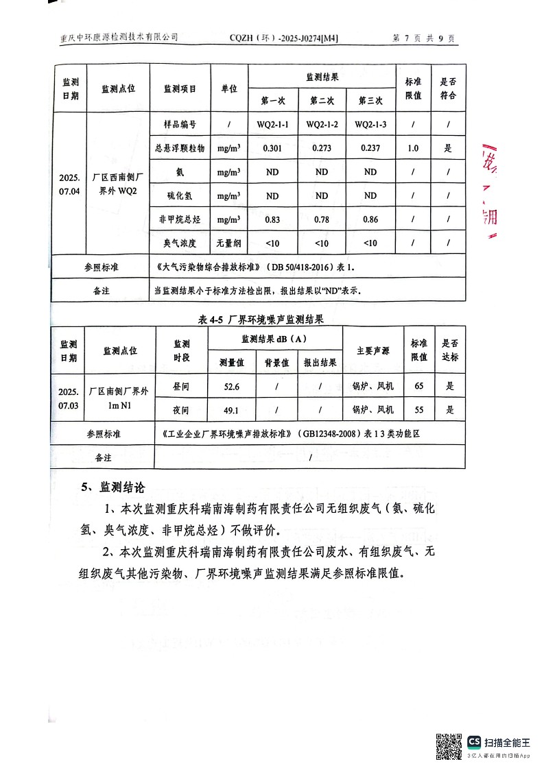 2025年7月废水，锅炉及综合制剂检测报告(图9)